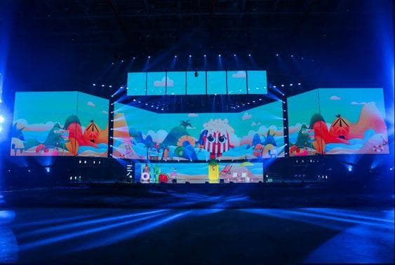 Bright modular LED wall on an indoor exhibition and event stage