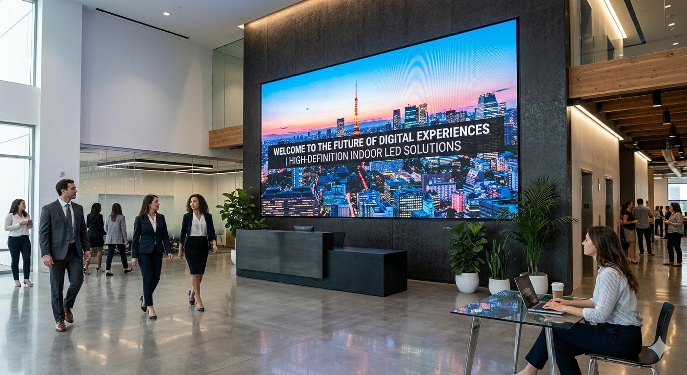 Indoor LED display in a modern commercial environment